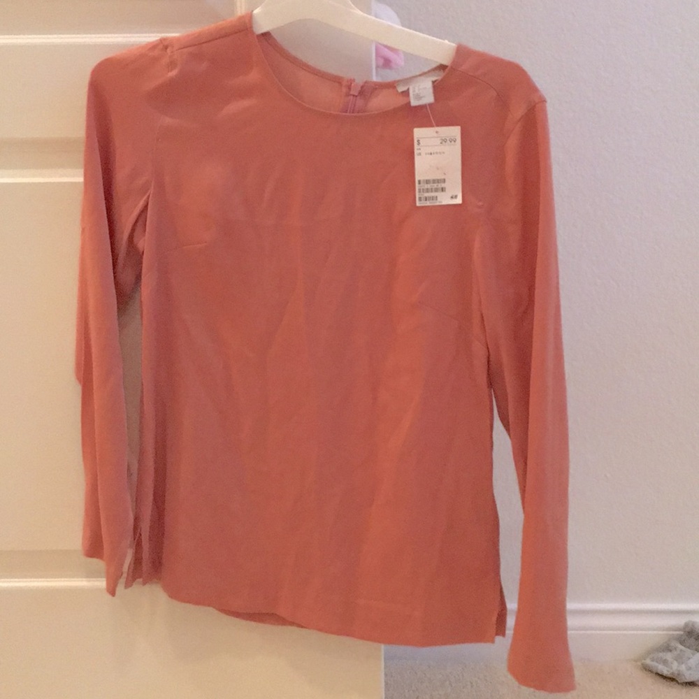 women’s coral silk blouse!